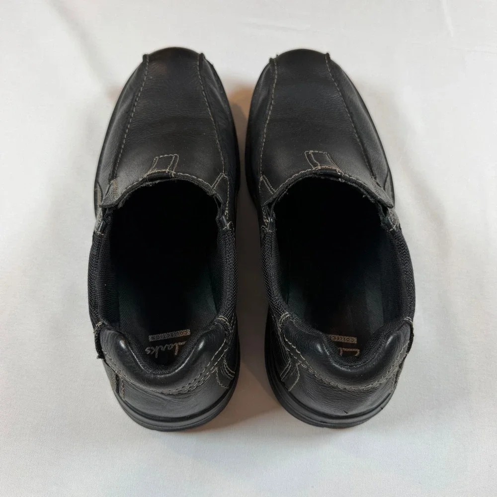Clarks Sherwin Time Mens Black Leather Slip On Loafer Square Toe 26103264 Sz 11M